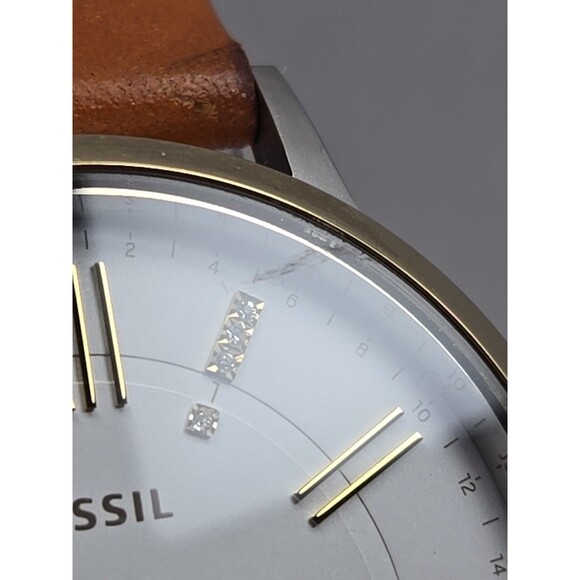 Fossil Gazer ES4161 Womens Watch White Dial Crystal Markers Leather New Battery - Picture 5 of 13